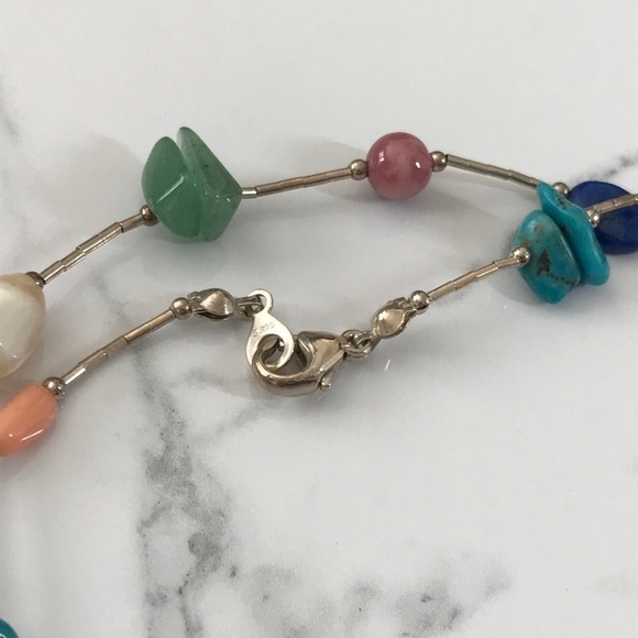 Fabulous 925 Liquid Silver Multi Gemstone Necklace - Picture 7 of 12